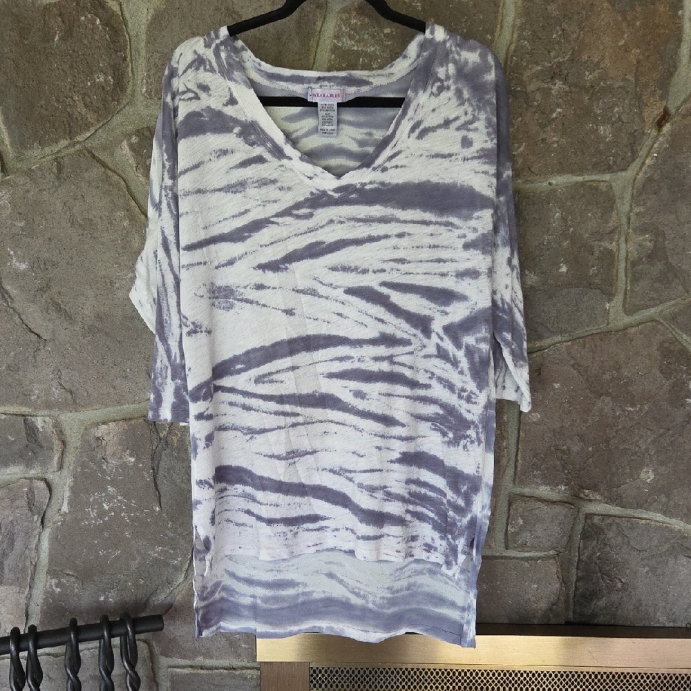 Casual V-Neck Tie-Dye Top